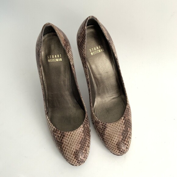 Stuart Weitzman Pumps Women Size 8N Snake Print High Block Heel Narrow Width - Picture 10 of 11